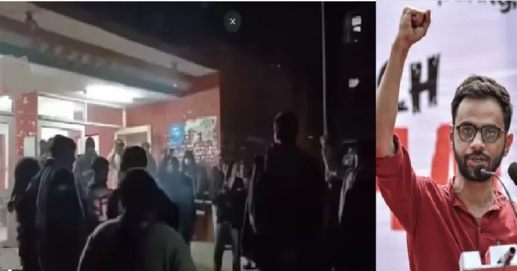 സുപ്രീംകോടതി രണ്ടംഗബെഞ്ച് ജാമ്യം നിഷേധിച്ച ഉമര്‍ ഖാലിദ് (വലത്ത്) ജെഎന്‍യു വിദ്യാര്‍ത്ഥികള്‍ പ്രധാനമന്ത്രിയ്ക്കെതിരെ മുദ്രാവാക്യം മുഴക്കുന്നു (ഇടത്ത്)