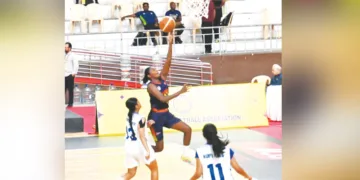 നാഷണല്‍ സീനിയര്‍ ബാസ്‌കറ്റ്‌ബോള്‍ വനിതാ സെമിയില്‍ കേരള താരം ജയലക്ഷ്മി വി.ജെയുടെ പ്രകടനം