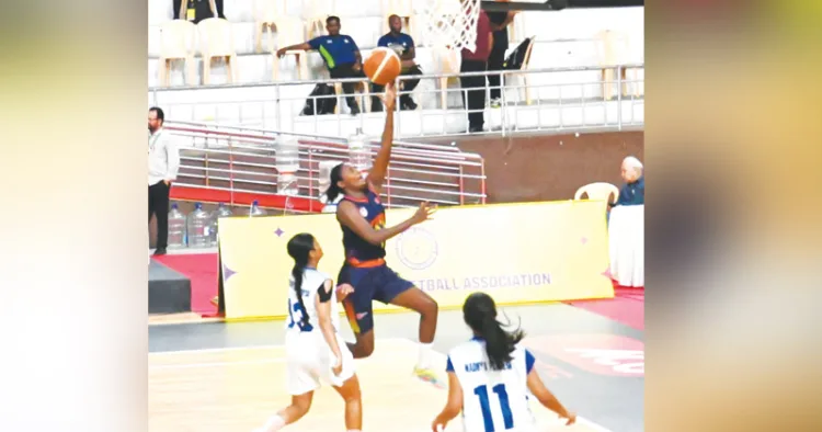 നാഷണല്‍ സീനിയര്‍ ബാസ്‌കറ്റ്‌ബോള്‍ വനിതാ സെമിയില്‍ കേരള താരം ജയലക്ഷ്മി വി.ജെയുടെ പ്രകടനം