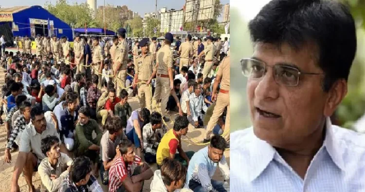 മഹാരാഷ്ട്രയിലെ ബിജെപി നേതാവ് കിരിത് സോമയ്യ (വലത്ത്) ബംഗ്ലാദേശില്‍ നിന്നുള്ള അനധികൃത നുഴഞ്ഞുകയറ്റക്കാരെ പിടികൂടി തിരിച്ചടയക്കാനുള്ള നടപടിയില്‍ മുംബൈ പൊലീസ് (ഇടത്ത്)