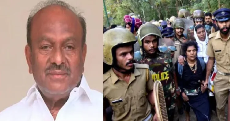 ശബരിമല സ്വര്‍ണ്ണക്കൊള്ളക്കേസില്‍ അറസ്റ്റിലായ കെ.പി. ശങ്കരദാസ് (ഇടത്ത്) കനകദുര്‍ഗ്ഗയെ പൊലീസ് സഹായത്തോടെ ശബരിമല കയറ്റാന്‍ കൊണ്ടു പോകുന്നു (വലത്ത്)