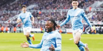 മാഞ്ചസ്റ്റര്‍ സിറ്റിക്കായി ഗോള്‍ നേടിയ ആന്റോയിന്‍ സെമന്യോയുടെ ആഹ്ലാദം