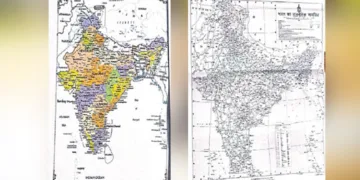1. ഡയറിയില്‍ പ്രസിദ്ധീകരിച്ച വികലമായ ഭൂപടം.. 2.ഭാരതത്തിന്റെ പൂര്‍ണ്ണ ഭൂപടം