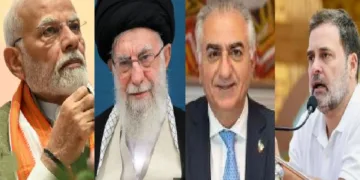 മോദി, ഖമേനി, റെസ് പഹ്ലവി, രാഹുല്‍ ഗാന്ധി (യഥാക്രമം ഇടത്ത് നിന്നും വലത്തോട്ട് )