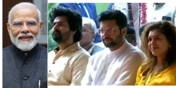 തമിഴ്ന്ടന്‍മാരായ ശിവകാര്‍ത്തികേയനും രവിമോഹനും സുഹൃത്ത് കെനിഷ ഫ്രാന്‍സിസും മോദിയെ കാണുന്നു