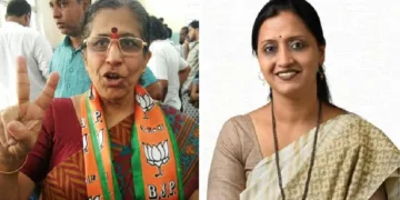 മുംബൈ കോര്‍പറേഷന്‍ മേയറാവാന്‍ സാധ്യതയുള്ള ബിജെപിയുടെ അല്‍ക്കാ കേര്‍ക്കറും (ഇടത്ത്) രാജശ്രീ ശിര്‍വാദ്കറും (വലത്ത്)