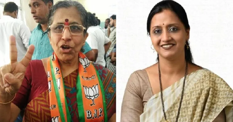 മുംബൈ കോര്‍പറേഷന്‍ മേയറാവാന്‍ സാധ്യതയുള്ള ബിജെപിയുടെ അല്‍ക്കാ കേര്‍ക്കറും (ഇടത്ത്) രാജശ്രീ ശിര്‍വാദ്കറും (വലത്ത്)