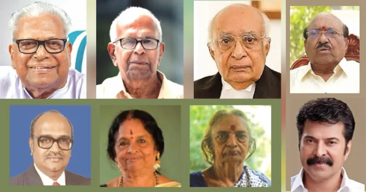 വിഎസ്, പി. നാരായണന്‍, ജസ്റ്റിസ് കെ.ടി. തോമസ്
(പദ്മവിഭൂഷണ്‍); മമ്മൂട്ടി, വെള്ളാപ്പള്ളി (പദ്മഭൂഷണ്‍), ഡോ എ.ഇ. മുത്തുനായകം, കലാമണ്ഡലം വിമല മേനോന്‍,
കൊല്ലകയില്‍ ദേവകി അമ്മ (പദ്മശ്രീ)