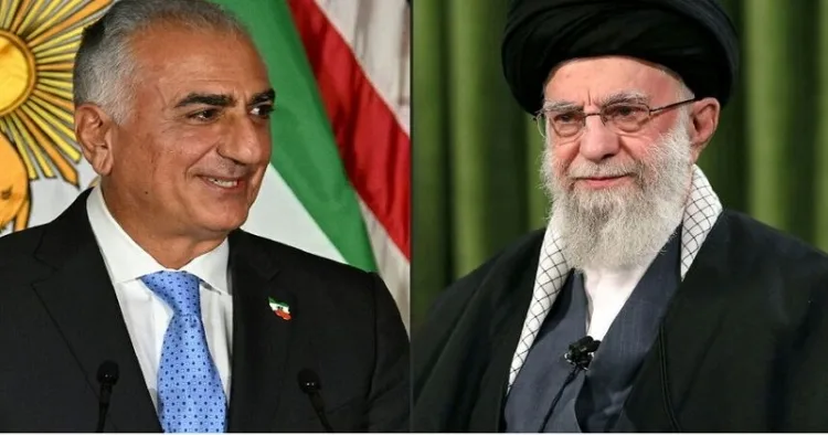 റിസ പഹ്ലവി (ഇടത്ത്) അലി ഖമേനി (വലത്ത്)