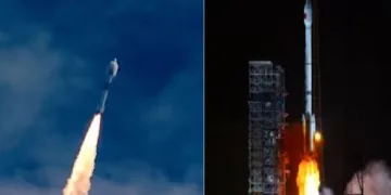 ഇന്ത്യയുടെ 62ാമത് പിഎസ് എല്‍വി റോക്കറ്റ് വിക്ഷേപണം (ഇടത്ത്) ചൈനയുടെ ലോംഗ് മാര്‍ച്ച് 3ബി റോക്കറ്റ് വിക്ഷേപണം (വലത്ത്)