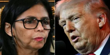 മഡൂറോയെ അമേരിക്കന്‍ സൈന്യം സ്ഥാനഭ്രഷ്ടനാക്കിയ ശേഷം വെനസ്വേലയുടെ പ്രസിഡന്‍റായി അധികാരമേറ്റ ഡെല്‍സി റൊഡ്രിഗസ് (ഇടത്ത്)