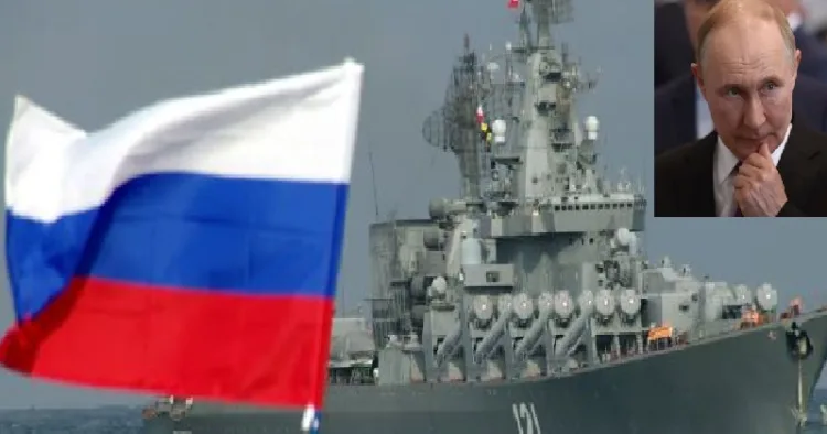 റഷ്യന്‍ പാതകയുമേന്തിപ്പോകുന്ന ഷാഡോ കപ്പല്‍