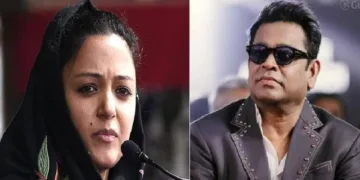 ഷെഹ്ല റഷീദ് (ഇടത്ത്) എആര്‍ റഹ്മാന്‍ (വലത്ത്)