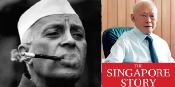 ജവഹര്‍ലാല്‍ എന്ന സുഖജീവിതക്കാരനും മൃദുനേതാവും (ഇടത്ത്) അന്തരിച്ച സിംഗപ്പൂര്‍ പ്രധാനമന്ത്രി ലീയുടെ ആത്മകഥയുടെ കവര്‍ (വലത്ത്)