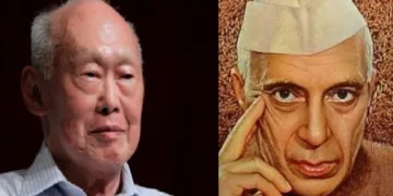 സിംഗപ്പൂര്‍ പ്രധാനമന്ത്രി (ഇടത്ത്) നെഹ്രു (വലത്ത്)