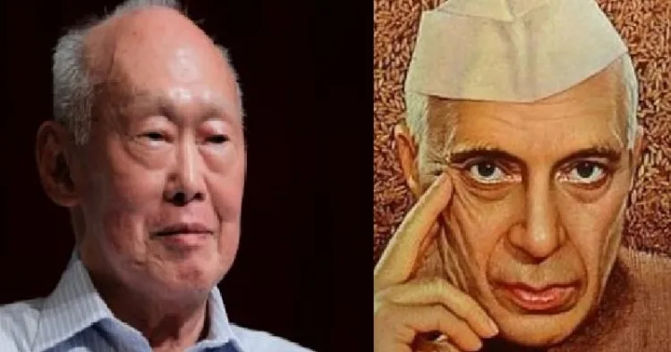 സിംഗപ്പൂര്‍ പ്രധാനമന്ത്രി (ഇടത്ത്) നെഹ്രു (വലത്ത്)