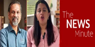 സോഹോ ഉടമ ശ്രീധര്‍ വെമ്പു (ഇടത്ത്) ദ ന്യൂസ് മിനിറ്റ് സ്ഥാപകരില്‍ ഒരാളായ ധന്യാ രാജേന്ദ്രന്‍ (നടുവില്‍) ന്യൂസ് മിനിറ്റ് ലോഗോയും (വലത്ത്)