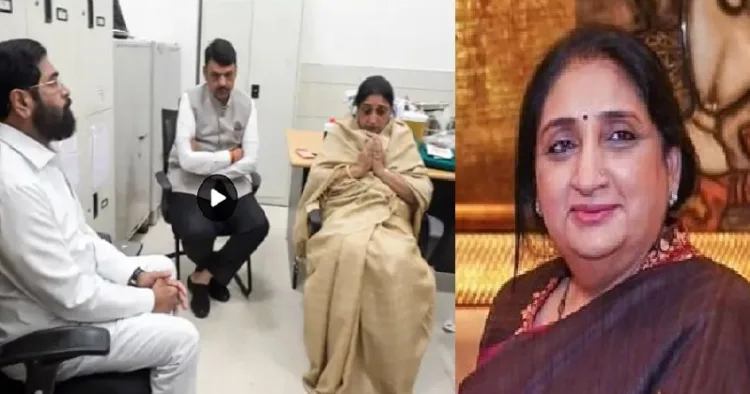 അന്തരിച്ച അജിത് പവാറിന്‍റെ ഭാര്യ സുനേത്ര പവാര്‍ (വലത്ത്) അജിത് പവാറിന്‍റെ മരണവാര്‍ത്തയറിഞ്ഞ് ദുഖിച്ചിരിക്കുന്ന സുനേത്ര പവാറിനടുത്തേക്ക് ഓടിയെത്ത് ദേവേന്ദ്ര ഫഡ്നാവിസും ഉപമുഖ്യമന്ത്രി ഏക് നാഥ് ഷിന്‍ഡേയും (ഇടത്ത്)