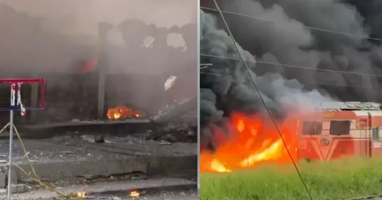 തൃശൂർ റെയിൽവേ സ്റ്റേഷനിൽ ബൈക്ക് പാർക്കിങ്ങില്‍ തീപിടിത്തം