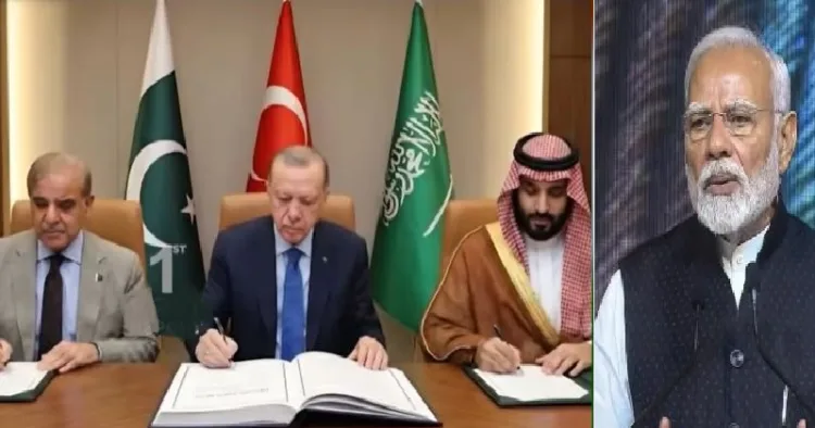 തുര്‍ക്കി, പാകിസ്ഥാന്‍, സൗദി അറേബ്യ എന്നീ മൂന്ന് രാജ്യങ്ങളുടെ നേതാക്കള്‍ നേറ്റോ മാതൃകയില്‍ മധ്യേഷ്യയില്‍ പുതിയ സൈനികകൂട്ടുകെട്ട് രൂപീകരിക്കുന്നു (ഇടത്ത്)