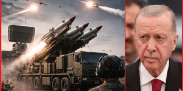 ഇന്ത്യയുടെ ആകാശ് തീര്‍ എന്ന വ്യോമപ്രതിരോധ സംവിധാനം (ഇടത്ത്) തുര്‍ക്കിയുടെ പ്രസിഡന്‍റ് എര്‍ദോഗാന്‍ (വലത്ത്)