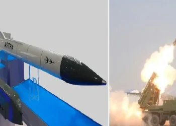 പിനാക മിസൈല്‍ (വലത്ത്) അസ്ത്ര മിസൈല്‍ (ഇടത്ത്)