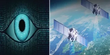 ബഹിരാകാശത്തെ ചാരക്കണ്ണ് (ഇടത്ത്) അസിസ്റ്റയുടെ എബിഎസ് ഉപഗ്രഹം (വലത്ത്)