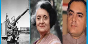 കോണ്‍ഗ്രസ് സര്‍ക്കാരിന്‍റെ ഭരണകാലത്ത് 1500 കോടി ഡോളറിന്‍റെ അഴമിതയ്ക്ക് ഇടയാക്കിയ ബൊഫോഴ്സ് തോക്ക് (ഇടത്ത്)