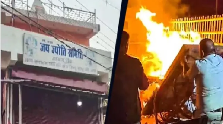 മധ്യപ്രദേശിലെ ജബല്പൂരില് ശത്രുക്കള് നശിപ്പിക്കാന് ശ്രമിച്ച ദുര്ഗ്ഗാക്ഷേത്രം (ഇടത്ത്) കര്ണ്ണാടകയിലെ ബാഗല്കോട്ടില് ശിവജി ജയന്തിയോട് അനുബന്ധിച്ച് നടന്ന കലാപം (വലത്ത്)