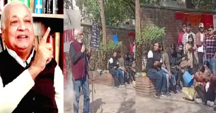 ഇര്‍ഫാന്‍ ഹബീബ് പ്രസംഗിക്കുന്നു (വലത്ത്) ആരിഫ് മുഹമ്മദ് ഖാന്‍ (ഇടത്ത്)