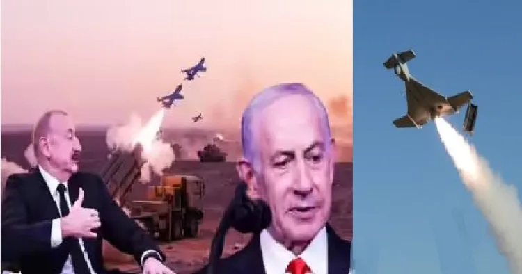 അസര്‍ബൈജാന്‍ പ്രസിഡന്‍റ് ഇല്‍ഹാം അലിയേവ് (ഇടത്ത്) ഇസ്രയേല്‍ പ്രധാനമന്ത്രി ബെഞ്ചമിന്‍ നെതന്യാഹു (വലത്ത്) ഇവര്‍ക്കിടയില്‍ പറക്കുന്നത് ഹാരോപ് ഡ്രോണുകള്‍ (നടുവില്‍) അര്‍മേനിയ ഈയിടെ പ്രദര്‍ശിപ്പിച്ച ഡ്രാഗണ്‍ ഫ്ലൈ 3 ഡ്രോണിന്‍റെ പരീക്ഷണപ്പറക്കല്‍ (വലത്ത്)