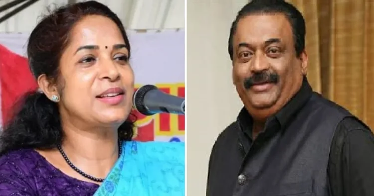 സിപിഎം നേതാവ് കെ.ജെ. ഷൈന്‍ ടീച്ചര്‍ (ഇടത്ത്)