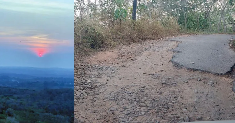 1)വെള്ളാണിക്കല്‍ പാറമുകളിലെ സൂര്യാസ്തമയം. 2) പാറമുകളിലേക്കുള്ള റോഡ് തകര്‍ന്ന നിലയില്‍