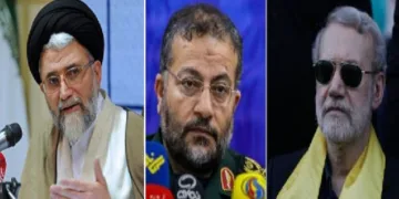 ഇസ്മയില്‍ ഖാത്തിബ്, ഗുലാം റെസ് സുലൈമാനി, അലി ലാരിജാനി എന്നിവര്‍ (ഇടത്ത് നിന്നും വലത്തോട്ട്)