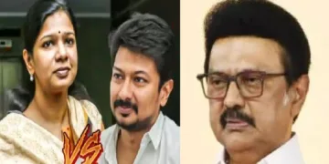 കനിമൊഴിയും ഉദയനിധി സ്റ്റാലിനും (ഇടത്ത്)