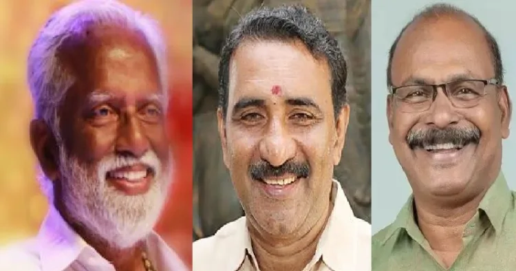 കുമ്മനം രാജശേഖരന്‍, ബി.ഗോപാലകൃഷ്ണന്‍, സി സി മുകുന്ദൻ (ഇടത്ത് നിന്നും വലത്തോട്ട്)