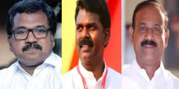 ബാബുദിവാകരന്‍ (ഇടത്ത്) പി.വി. ശ്രീനിജന്‍ (നടുവില്‍) വി.പി. സജീന്ദ്രന്‍ (വലത്ത്)