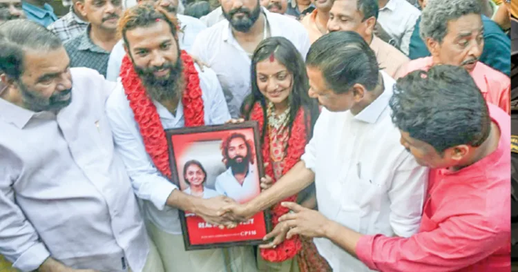 എ.എ. റഹീമും വി. ശിവന്കുട്ടിയും ചേര്ന്ന് വിവാഹം നടത്തിക്കൊടുക്കുന്നതിന്റെ ഫയല് ചിത്രം