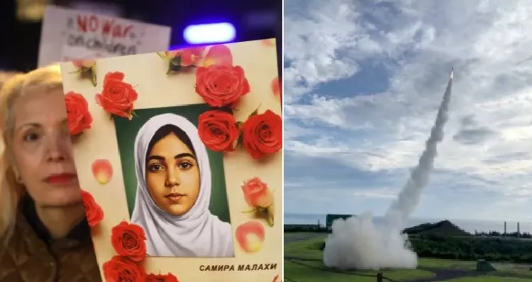 തെക്കന്‍ ഇറാനിലെ സ്കൂളില്‍ യുഎസിന്‍റെ പാട്രിയറ്റ് മിസൈല്‍ വീണ് ഉണ്ടായ അപകടത്തില്‍ 170 പെണ്‍കുട്ടികള്‍ക്കൊല്ലപ്പെട്ടു...കൊല്ലപ്പെട്ട ഒരു പെണ്‍കുട്ടിയുടെ ചിത്രം (ഇടത്ത്) പാട്രിയറ്റ് മിസൈല്‍ ഇറാന്‍റെ ഡ്രോണിനെ നേരിടാന്‍ കുതിയ്ക്കുന്നു. ബഹ്റൈനില്‍ സാധാരണക്കാരുടെ പ്രദേശമായ മഹ്സയില്‍ വന്‍നാശം വരുത്തിയതും ഇതുപോലെ സ്ഥാനം തെറ്റിവീണ പാട്രിയറ്റ് മിസൈലായിരുന്നു(വലത്ത്)