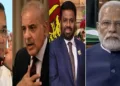ബംഗ്ലാദേശ് പ്രധാനമന്ത്രി, പാകിസ്ഥാന് പ്രധാനമന്ത്രി, ശ്രീലങ്കന് പ്രസിഡന്റ് (ഇടത്ത് നിന്നും വലത്തോട്ട്) മോദി (വലത്തേയറ്റം)