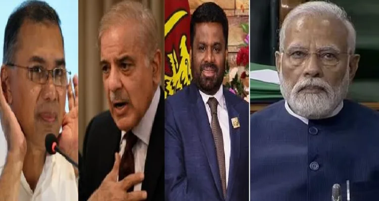 ബംഗ്ലാദേശ് പ്രധാനമന്ത്രി, പാകിസ്ഥാന്‍ പ്രധാനമന്ത്രി, ശ്രീലങ്കന്‍ പ്രസിഡന്‍റ് (ഇടത്ത് നിന്നും വലത്തോട്ട്) മോദി (വലത്തേയറ്റം)