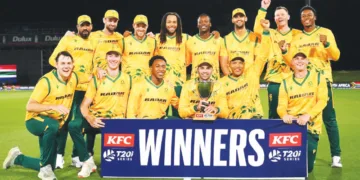 കിവീസിനെതിരെ ട്വന്റി20 പരമ്പര നേടിയ ദക്ഷിണാഫ്രിക്കന്‍ ടീം