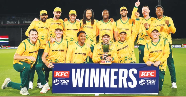 കിവീസിനെതിരെ ട്വന്റി20 പരമ്പര നേടിയ ദക്ഷിണാഫ്രിക്കന്‍ ടീം