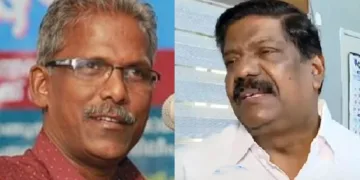 സണ്ണി എം കപിക്കാട് (ഇടത്ത്) അജയ് തറയില്‍ (വലത്ത്)