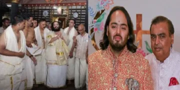 കേരളത്തിലെ ക്ഷേത്രത്തില്‍ സന്ദര്‍ശനം നടത്തുന്ന അനന്ത് അംബാനി (ഇടത്ത്) അനന്ത് അംബാനി അച്ഛന്‍ മുകേഷ് അംബാനിയ്ക്കൊപ്പം (വലത്ത്)