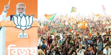 നാദിയ ജില്ലയിലെ കൃഷ്ണനഗറില്‍ ബിജെപി സംഘടിപ്പിച്ച തെരഞ്ഞെടുപ്പ് റാലിയെ പ്രധാനമന്ത്രി നരേന്ദ്ര മോദി അഭിസംബോധന ചെയ്യുന്നു