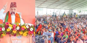 ഡാര്‍ജിലിങ് ജില്ലയിലെ കുര്‍സിയോങ്ങില്‍ നടന്ന തെരഞ്ഞെടുപ്പ് പ്രചരണറാലിയെ കേന്ദ്ര ആഭ്യന്തര മന്ത്രി അമിത് ഷാ അഭിസംബോധന ചെയ്യുന്നു