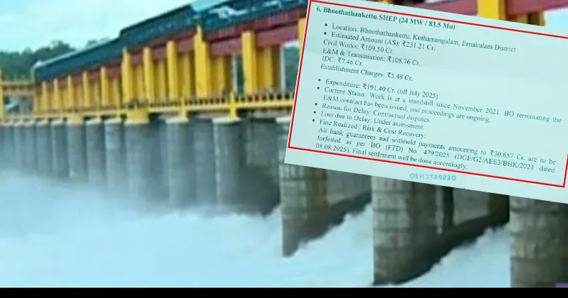 ഭൂതത്താന്‍കെട്ട് ജലവൈദ്യുത പദ്ധതി: ചെലവില്‍ 101 കോടിയുടെ പൊരുത്തക്കേട്
