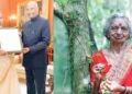 രാഷ്ട്രപതി രാംനാഥ് കോവിന്ദില്‍ നിന്ന് ദേവകി അമ്മ നാരിശക്തി പുരസ്‌കാരം സ്വീകരിക്കുന്നു
