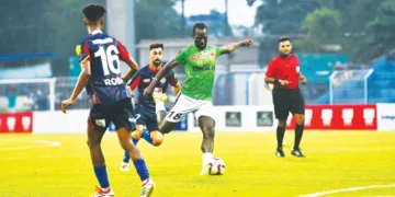 ഗോകുലം കേരള-ഡിഎച്ച്എഫ്‌സി പോരാട്ടത്തില്‍ നിന്ന്‌